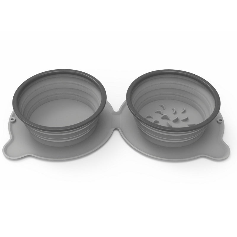 Portable Foldable Dual Dog Travel Bowl – Food & Water